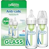 Dr. Brown's Natural Flow&reg; Anti-Colic Options+&trade; Dar Cam Biberon, 4 oz/250 ml Seviye 1 Yavaş Akış Nipeli, 2'li Paket, 0 m+