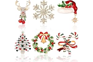 SEPGLITTER Weihnachten Brosche, 6 Stück Weihnachtsbrosche Kristalll Weihnachtsanstecker für Weihnachtsschmuck Dekoration Geschenk