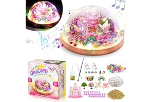 HIRSRIAN Craft Set Gift Unicorn Night Light for Girls,DIY Fairy Unicorn Light Craft Toys for Kids Music Night Light Terrarium Kit Girls Gift Toys for 4 5 6 7 8 9 10 11 Years Old