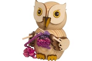 ‎KUHNERT Kuhnert - Dekoration/Holzfigur - Mini Eule mit Strickzeug - ca. 7cm - Made in Germany