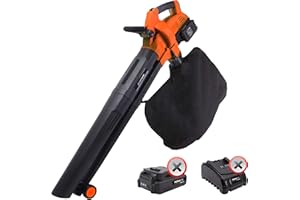 Yard Force Soffiatore a doppia batteria 20V LB C20W, velocità aria 200 km/h, con sacco di raccolta da 45 lt, funzione aspirante/soffiante semplice, senza batteria e caricabatteria