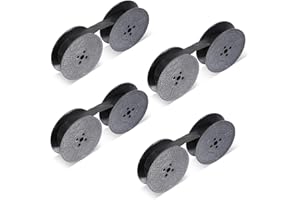 EUPHHONYCS 4 Pairs of Universal Typewriter Ribbon Twin Spool Typewriter Ink Ribbon, Vintage Manual Typewriter Spool Ribbon, Twin Spool Replacement Pack for Most Typewriter, Black
