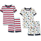Amazon Essentials Set di Pigiama da Notte Attillati in Cotone Unisex Bambini e Ragazzi, Confezioni Multiple