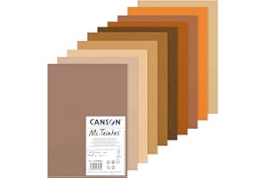 CANSON Mi-Teintes - Assortiment 10 feuilles de papier dessin A4 - 160g/m² - Nuances de brun