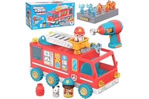 EDUCATIONAL INSIGHTS Learning Resources Coche de bomberos con figuras atornillables Bolt Buddies de Design & Drill , juguete de construcción para desarrollar la motricidad fina