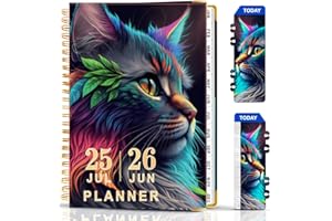 METEOROCK Agenda 2025-2026 - Agenda Journalier, a5 Planners 2025 2026 Semainier de Juillet 2025 à Juin 2026, Organisateur Mensuel et Hebdomadaire pour l'École/Le Bureau, 21.5 x 16 cm Planner 2025 2026 Spirale