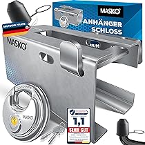Nizirioo aanhangerslot diefstalbeveiliging voor gangbare aanhangerkoppelingen: zinklegering caravan slot met 2 sleutels, robuust kogelslot, veiligheid hitchlock, zilver