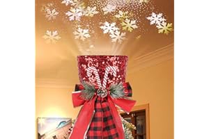 MACTING Hut Weihnachtsbaumspitze mit Projektorlampe, 45cm Rot Christbaumspitze, Schneeflocken Lichteffekte Baumspitze Weihnachten, Christbaumschmuck, Weihnachtsbaumschmuck, Weihnachtsbaum deko, Weihnachtsdeko