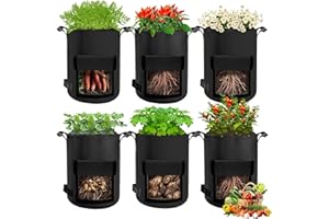 SunStream Potato Grow Bags with windows (15Gal-6Pack) 67L Breathable Fabric Plant Vegetable Growing Bag Planting Tomatoes, Vegetables, Strawberry with Window Flap and Handles