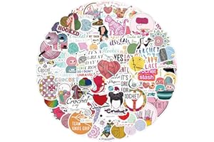 AUCEKO 100 Stück Crochet Needle Aufkleber Pack Crochet Needle Sticker Set Wasserdichte Vinyl Sticker für Laptop Kinder Autos Motorrad Fahrrad Skateboard Gepäck Koffer Computer Aufkleber Graffiti Decal