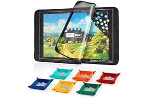 LOTMOFUN Jigsaw Puzzle Board 1000 Pieces, 32 x 22in Puzzle Board, Jigsaw Puzzles Boards for 500 Piece with Cover & 6 Sorting Trays, Non-Slip Felt Jigsaws Accessories for Easy Move and store