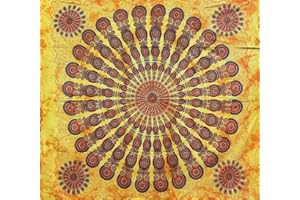 Seamar - Linea Oro Telo Copritutto Grande Pankhee 100% Cotone Indiano Stampato 210x240 cm (Giallo)