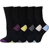 Ladies colour heel & toe socks black in a multipack cotton rich honeycomb soft top 5/10/15 Pair packs