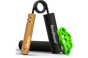 BODYBLOOMS® Hand grip allenamento avambraccio. Gripper avambracci attrezzi con frase motivazionale. Grip palestra con spugne incluse. Hand gripper allenamento mani e molla avambraccio di varie forze