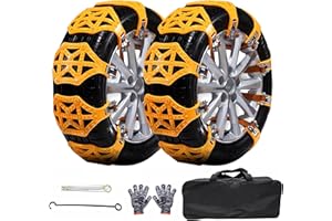 ASERELL 8Pcs Snow Chains for Cars Universal for Tyres Adjustable Tire Wheel Traction Anti-Skid Anti-slip Chain for TPU Vans Truck Suv Car Easy To Mount Fit Tyre Width 165mm - 265mm Wheels Yellow