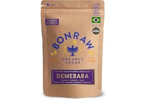BONRAW Organic Demerara Sugar Granulated Natural Unrefined Cane Sugar Brown Vegan - 1kg