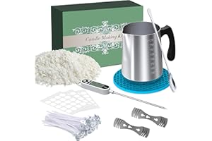 ENWHISCO Candle Making Kit Supplies for Adults, Soy Candle Making Kits for Beginners,DIY Candle Kit with Natural Soy Wax, 900ml Candle Make Pouring Pot, Wicks Sticker, Candle Wicks, Wicks Holder and Spoon