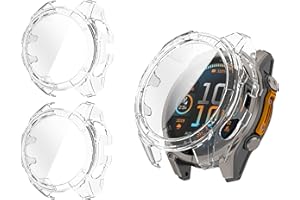 TINGYR 2-pak etui kompatybilne z Garmin Fenix 8 43 mm, PC + szkło hartowane do ochrony ekranu, ochrona przed upadkiem, wszystko / włącznie etui do zegarka Garmin Fenix 8 43 mm.