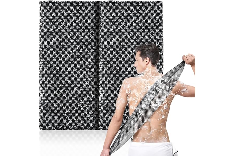 ANWEIXUE 2 Pcs Japanese Exfoliating Shower Towel - Antibacterial Treated Fabric,Multi - use for Scrubbing,Lathering and Dead Skin Removal,Suitable for Adults' Daily Use