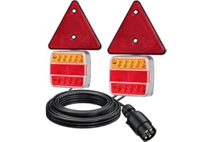 PROZOR Fanali Posteriori Rimorchio LED 12V Set di Luci Rimorchio IP65 con Riflettore Triangolar 18 LED Luci Posteriori con E11 Omologatro Fanali Rimorchio per Camper Camion Trattorere - Base Magnetica