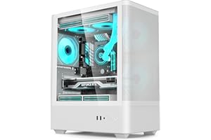 iONZ PC Case mATX Mid Tower with 3 ARGB PWM Fans, High Airflow - KZ19 Spin - Mesh | White