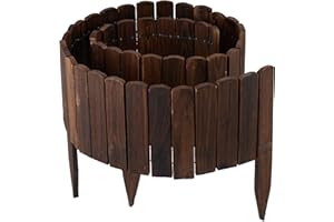 Relaxdays Bordura de Jardín Madera, Borde Césped, Largo 200 cm, Alto 20 cm, Delimitador Huertos, Flexible, Marrón Oscuro