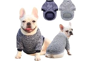 ABRRLO 2 Pack Dog Jumper Fleece Warm Pet Dog Cat Sweater Pullover Soft Thickening Knitwear Puppy Kitten Sweatshirts Knitted Jacket Coat for Small Medium Dogs Hoodies Apparel (S, Gray+Navy blue)