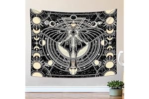 RICKMASK Wandteppich,Schmetterlings Wandteppich 130x150cm,Motte Wandteppich,Wandteppich Mond Sonne,Wandteppich Schwarz für Wohnzimmer Schlafzimmer Wohnheim Wanddeko