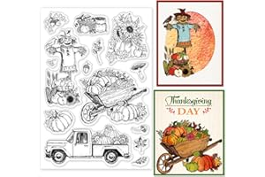 ORIGACH Tampons transparents pour la récolte d'automne Citrouille Tournesol Feuilles d'automne Tampons transparents en silicone pour l'album de scrapbooking DIY