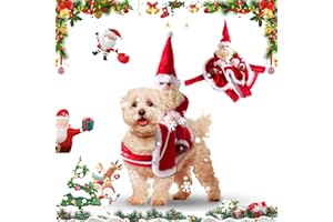 YUMCUTE Dog Christmas Outfit, Dog Christmas Jumper, Cat, Dog Santa Reindeer Costume, Cats Xmas Jumper, Santa Claus Pet Hoodie Coat for Small Medium Large Dogs Cats (Size M L XL)