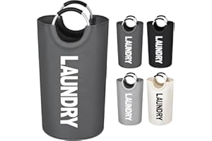 Votoko Wäschesammler mit Griff, 82L Wäschekorb Faltbare Wäschesack aus Oxford-Stoff, Wasserdicht Wäschebehälter Laundry Baskets, Wäschesortierer Aufbewahrungsbehälter für Schlafgemach, Grau