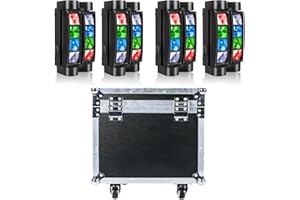 OSUSUENT 4PCS 80W Cabeza Móvil LED RGBW 4 en 1 Luz de discoteca DMX512 Iluminación de Escenario 8 LED Lámpara de escena Comando de voz para DJ Partido Fiesta Bar Club Escenario Teatro con flight case