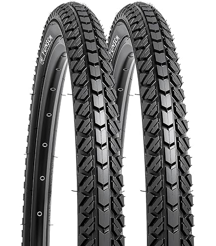 YunSCM 2 Pneus 26x1.75 Pliables + 2 Chambres à Air AV32mm - Compatible Vélo De Ville, VTT Et Vélo De Route 26 Pouces
