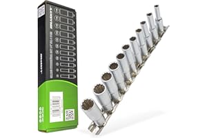 HASKYY Zestaw kluczy nasadowych długich nasadek 1/4 cala 4-13 mm dwunastokątny zestaw nakrętek 12-kątny wkładka klucz płaski