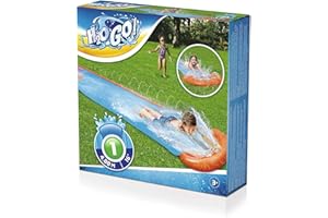 HEZVIC Single Water Slide For Kids - Slip and Slide Water Slide - Outdoor Pool - Inflatable Single Water Garden Slide Game with Built in Water Sprinklers - Summer Outdoor Water Slide