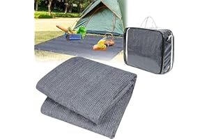 ‎FIVMEN FIVMEN Vorzeltteppich 200x200cm Camping Teppich Outdoor rutschfest Waschbare Markisenteppich Zeltteppich Vorzeltboden Zeltunterlage mit Löchern Heringe und Tragetasche, Grau Blau