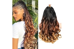 FIRSTCYH HAIR French Curl Braids 41cm Rajout Cheveux Tresses 7 Paquets Meches Boucle Pour Tresses Africaine 1B/30/27 Meche Cheveux Pour Tresse Bouncy Loose Wavy French Curl Braiding Hair