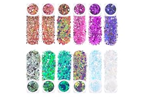 GWAWG 12 couleurs de paillettes holographiques pour le visage, les yeux, les cheveux, les ongles et la peinture