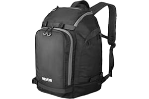 VEVOR Sac à Dos de Voyage pour Chaussures de Ski, Sac à Dos de Ski pour Homme et Femme, avec extérieur et Fond imperméables, Oxford 1680D résistant, pour Snowboard, Casque, Lunettes, Gants, Noir