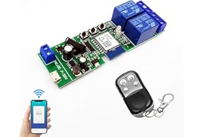 EACHEN Interruttore WiFi Modulo relè wireless RF 433 MHz, telecomando APP DC 5V/12V, compatibile con Amazon Alexa Google Home, controllo vocale per sistema di controllo accessi, funziona con Smart Life APP