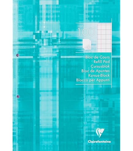 3 Blocs Clairefontaine A4 200+100 Pages - Papier Velin 90g, Petit Carreaux, Perforé - Pour école, Bureau, Notes