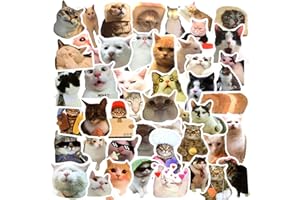 TIESOME Lot de 50 autocollants amusants en forme de chat Kawaii imperméables pour bouteilles d'eau, décalcomanies esthétiques en vinyle pour les amateurs de chats, scrapbooking, ordinateur portable,