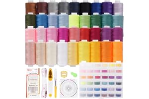 KIMIGO Set di Filo per Cucire,Filo per Macchina da Cucire,400 Metri di Filo per Cucire a 36 Colori e 36 Bobine Poliestere,Filos per Macchina da Cucire a Colori Misti per Macchine Tagliacuci