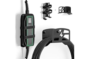 etterr | Soporte Estación de Carga Coche Electrico | 100% Acero | Fabricado en la Unión Europea | 17x10 cm | Soporte Cargador Coche Electrico (1, Estación de Carga + Soporte de Cable EV Grande)