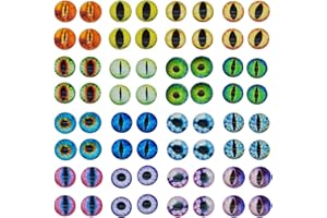 Julie Wang 50 Pieces 6MM Glass Dragon Eye Flatback Cabochon Cameo Eyes for Jewelry Bezel Setting Doll Crafts Making Small Size