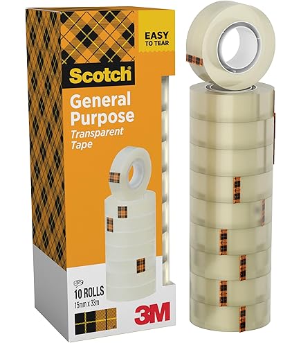 3M Scotch Nastro Adesivo Trasparente Acrilico, 19 mm x 66 m, 8 Pezzi