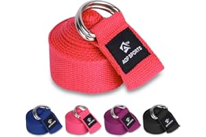 AQF Cinghia Yoga, Yoga Stretching Straps 1.8M/2.4M/3M 100% Puro Cotone Cintura Yoga con D Fibbia Accessori Yoga per Fitness Gambe e Corpo Allungamento