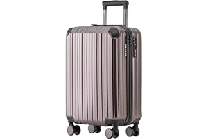 Münicase M816 TSA-Schloss, Teleskopgriff, Reisekoffer mit 4 Rollen, Hartschale, Kabinentrolley 55cm, Coffee