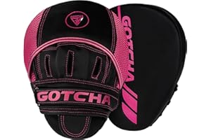 GotchaKart Curved Boxing Pads for Adults - Maya Hide Leather Focus Mitts, MMA Muay Thai Kickboxing Training Pads, Jab Target Hand Pads, Adjustable Strap Ventilated Punching Mitts for Men & Women
