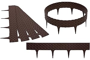 GARDENIX 3,2m Rattan Beeteinfassung Beetumrandung Rasenkante Gartenpalisade Beetzaun (Braun)
